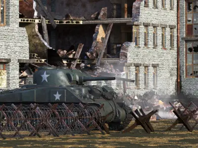 M4 Sherman Combat Tank on Battlefield 3D model