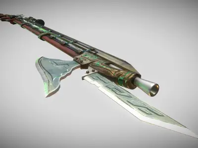 Steampunk Coil  Axe-Musket Low-poly 3D model