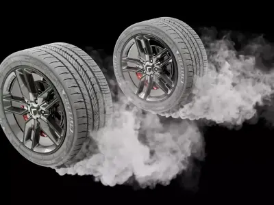 Car Wheels Burnout Smoke VDB Animation 3D model