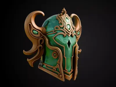 Stylized Persian Helmet - Emerald Mirage 3D print model
