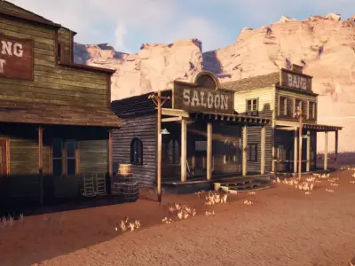 Western City Pack for Unreal Engine 5 Low-poly 3D model