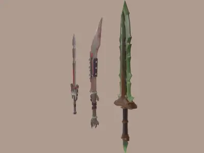 Low poly three DemonSwords Free low-poly 3D model