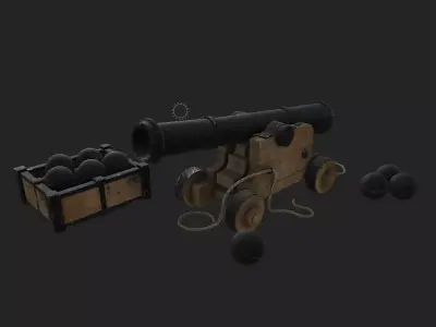 3D Old Cannon Model Low-poly 3D model