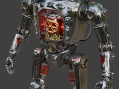 Vintage Atompunk Nuclear Patrol Unit 3D Model Low-poly 3D model