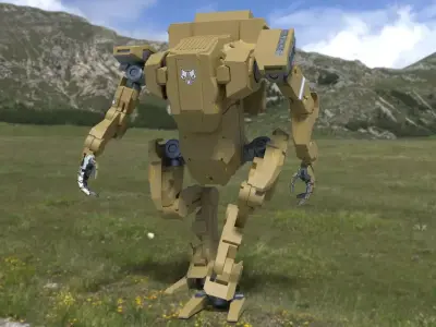 Animated mecha 3D model