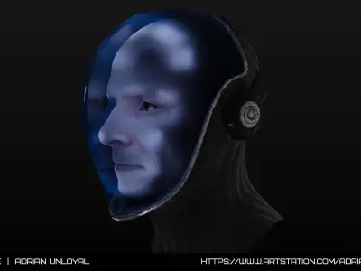 Sci-fi Deep-Dive Helmet Low-poly 3D model