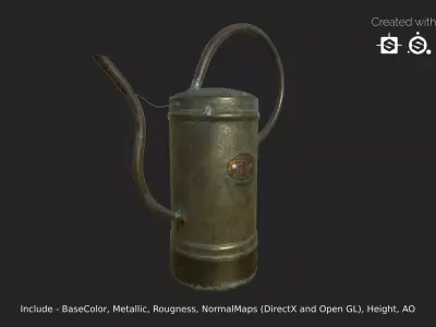 Oiler - gameready metal watering can Low-poly 3D model