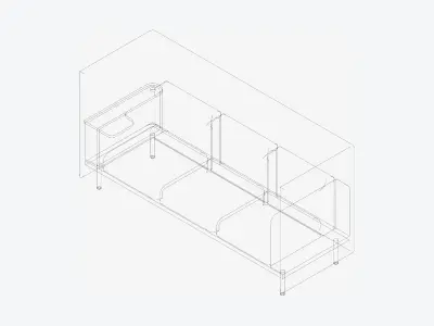 Furniture - Sofa - Contemporary - Flame - Work Shelf - Left Low-poly 3D model