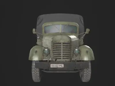 Game ready military truck with Rig Low-poly 3D model