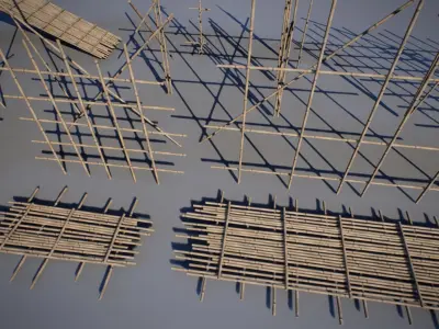 Bamboo Scaffolding Low-poly 3D model