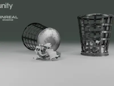 Antique trash can Low-poly 3D model