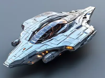 SciFi Fighter Starship Silverstreak Low-poly 3D model