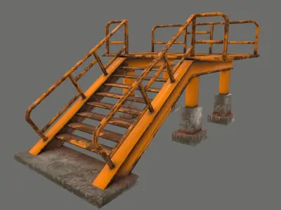 Stairs set 1 rusty ladder Low-poly 3D model