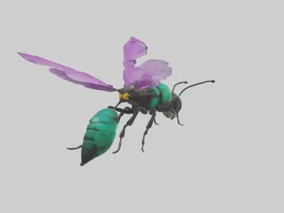Cattleya Orchid bee flying model 3D model
