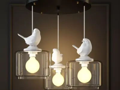 Hanging lamp provence bird pendant circle 3 3D model