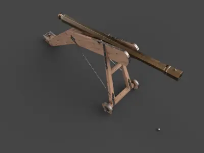 Medieval 16th century falconet cannon on mount Low-poly 3D model