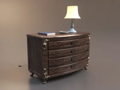Vintage Wooden Dresser Cabinet 3D model purchase