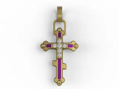 Antique Enamel and Diamond Cross Pendant 3D print model