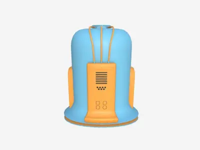 Old Diving Helmet C09 Blue Cartoon - Character Design Fashion Low-poly 3D model