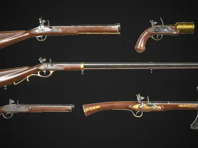 Flintlock Guns Collection 3D Model Pack