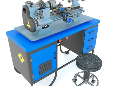 MN-80A Industrial desktop lathe machine tool 3D model