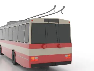 Trolleybus Skoda-14Tr Low Low-poly 3D model