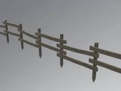 Wooden Fence Low-poly 3D model buy