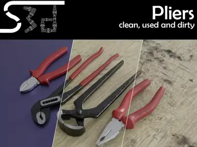 Pliers clean used dirty Low-poly 3D model