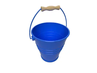 Bucket with wooden handle 3D model