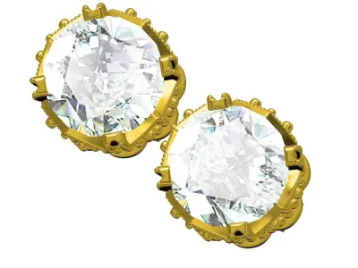 Antique Art Deco Style Stud Earring 3D print model