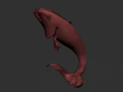 Fish 3d model koi sculpture Low-poly 3D model