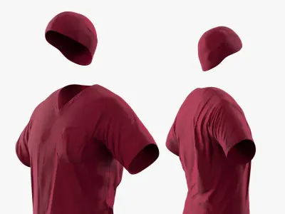  Hospital Uniform with Cap and Shoes Maroon 