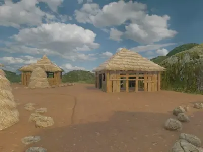 Ancient Village In Hills 3D model