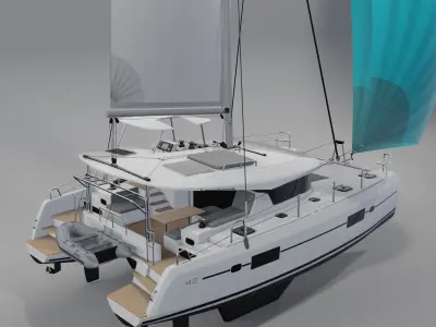 Lagoon 42 Catamaran 3D Model PBR Rendering 2025 3D model