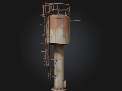 Rusty Silo Tower  Industrial Decay with Rural Character 3D model