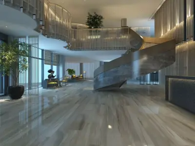Two-Story Lobby and Lounge Interior 3D model