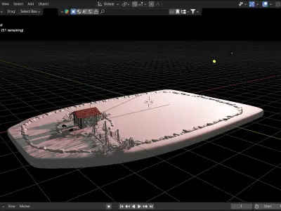 Old house and pond 3D model