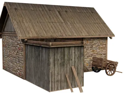 Old Medieval Building Low-poly 3D model