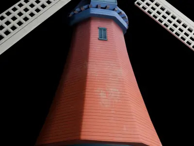 Windmill 3 Color Low Poly Game Ready Model Low-poly 3D model
