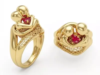 Loves Tether Ring jewelry 3D model - for Her 3D print model
