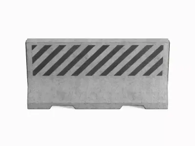Large Concrete Barrier Set Low-poly 3D model