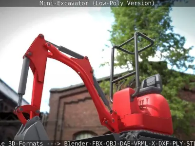   Mini-Excavator Low-Poly-Version Low-poly 3D model