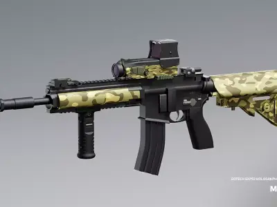 M4A1 SOPMOD Rifle with EOTech G33 Combo Free low-poly 3D model
