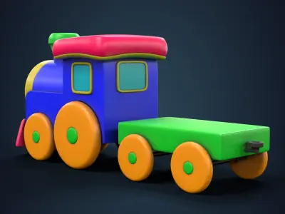 Cartoon Toy Train Low-poly 3D model purchase