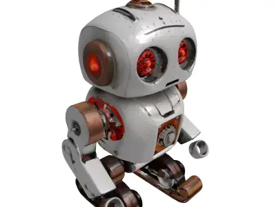 Retro Metallic Robot Character Model 3D model