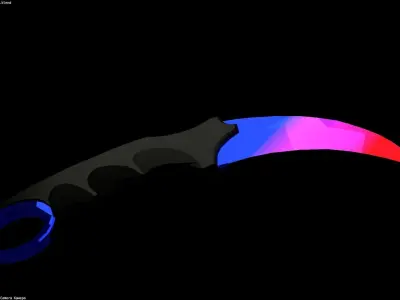 Stylized karambit knife Weapon with gradient PBR low poly Low-poly 3D model
