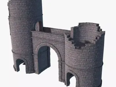 Castle Gate Ruins Low-poly 3D model