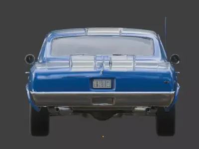 Classic American 1970s Muscle Coupe 3D Model Low-poly 3D model purchase