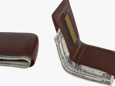 United States 1 Dollars Wallet Money Purse 3D model