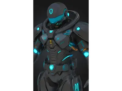 Armored Space Soldier Low-poly 3D model